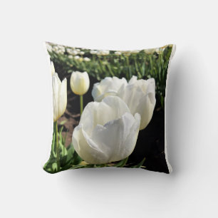 White Tulips in a Field, Woodburn, Oregon Throw Pillow