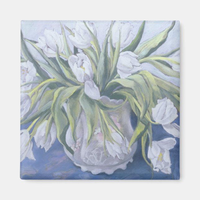 White Tulips Magnet (Front)