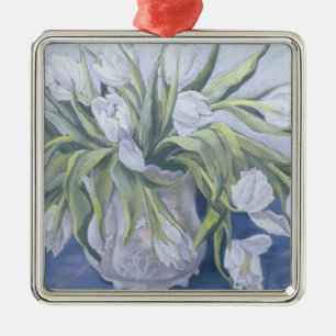 White Tulips Metal Ornament