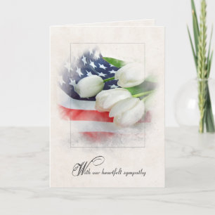 White Tulips on American Flag Card