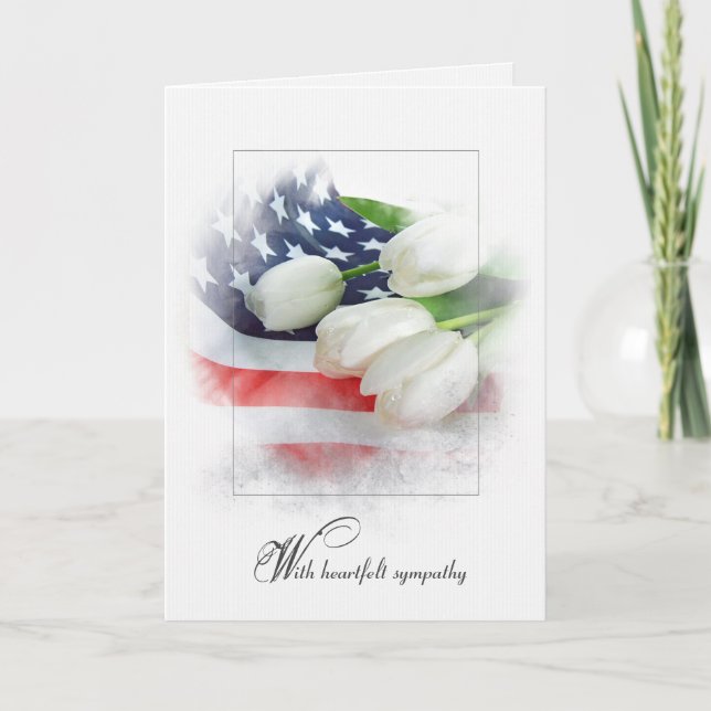 White Tulips on American Flag Card (Front)