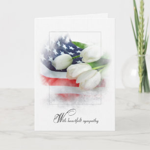 White Tulips on American Flag Card