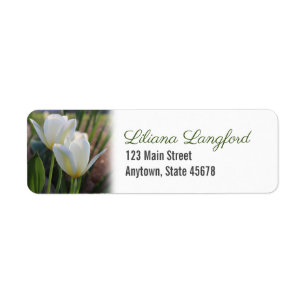 White Tulips Return Address Label