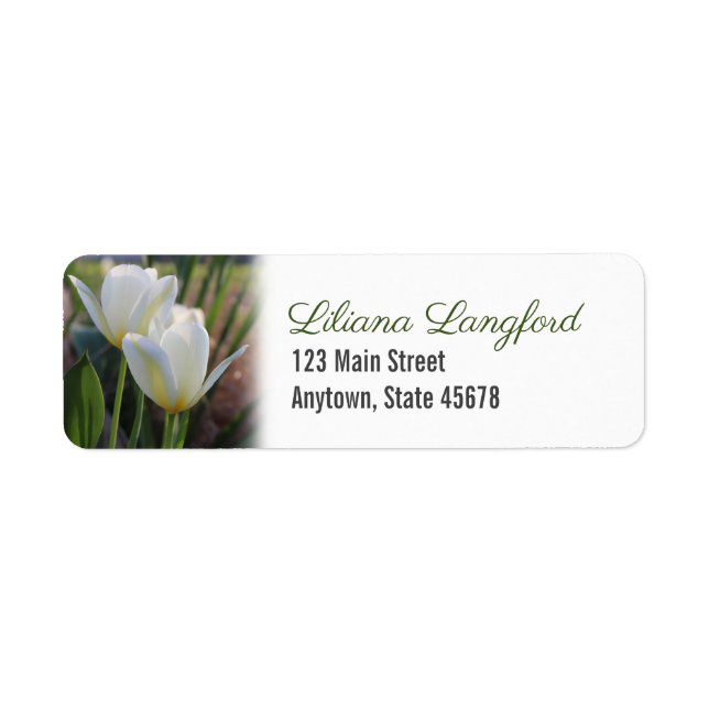 White Tulips Return Address Label (Front)