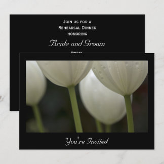 White Tulips Spring Wedding Rehearsal Dinner Invitation