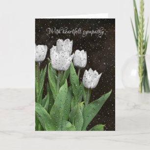 White Tulips Sympathy with Raindrops Card