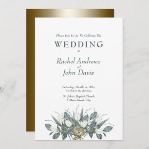 White Tulips With Gold, Wedding Invitation