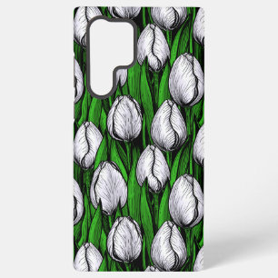 White tulips with green leaves samsung galaxy case