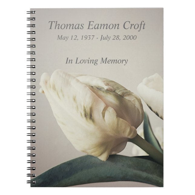 White tulips with green markings notebook (Front)