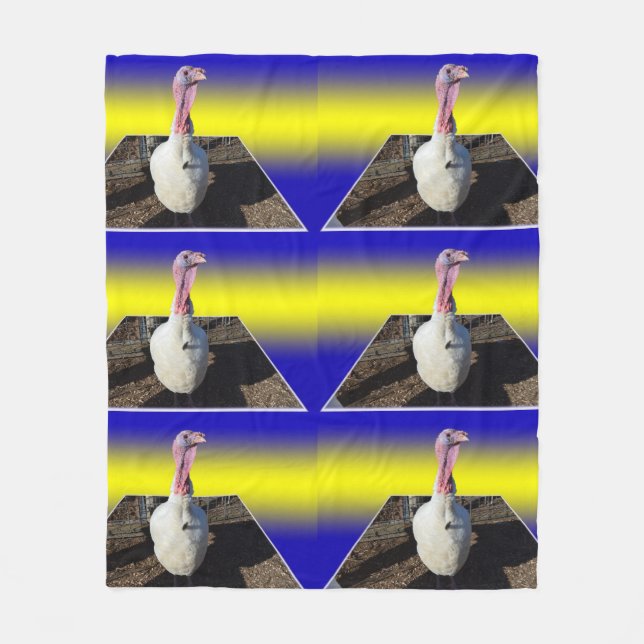 White Turkey Dimensional Popout Art, Fleece Blanket (Front)