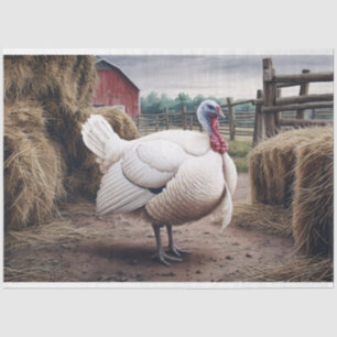 White Turkey Farm Thanksgiving Decoupage Tissue Paper