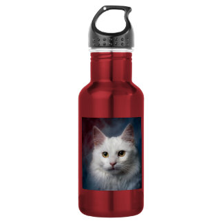 White Turkish Angora Cat Red Blue 532 Ml Water Bottle