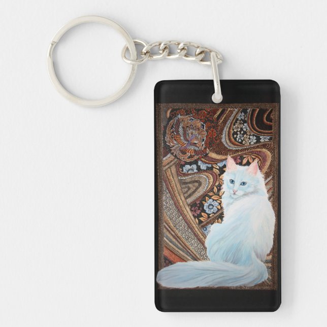 White Turkish Angora Keychain (Front)