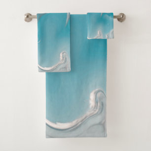 white turquoise bath towels