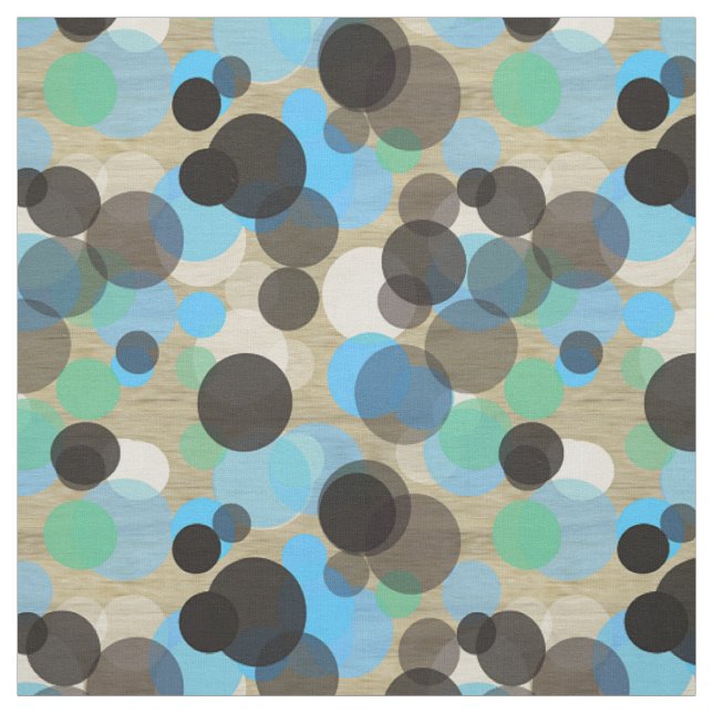 White Turquoise Blue Mint Polka Dots Pattern Wood Fabric (Swatch)