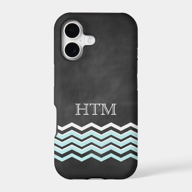 White & Turquoise Chevron iPhone 5 Case (Back)