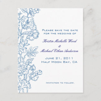 White/Turquoise Floral Save the Date