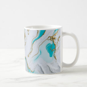 White-turquoise Liquid Marble Coffee Mug