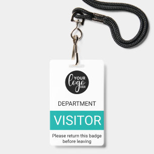White Turquoise Logo Visitor Colour Code Access Badge