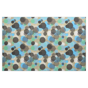 White Turquoise Mint Polka Dots Pattern Faux Wood Fabric