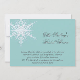 White/Turquoise Winter Snowflake Shower Invite