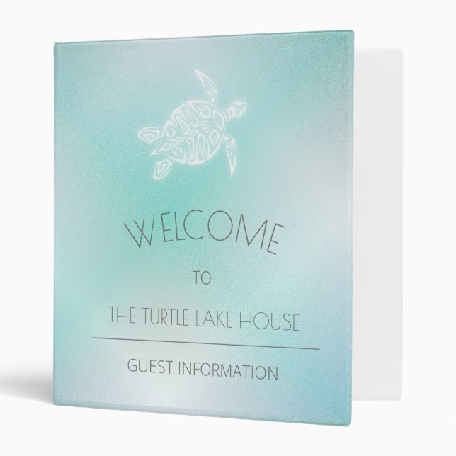 White Turtle Turquoise Coastal Custom Binder (Front/Inside)