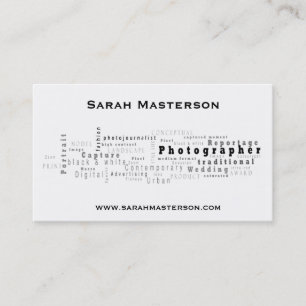 White Typographic Photographer business card