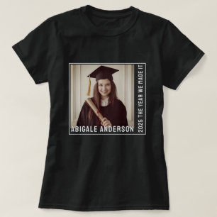 White Typography and Photo Gratuation T-Shirt