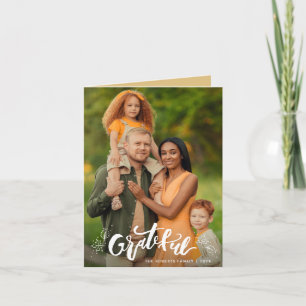 white typography happy thanksgiving photo card