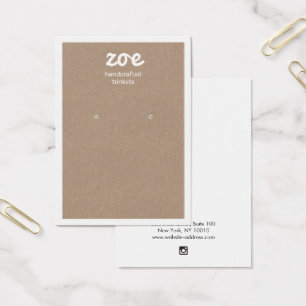 White Typography Kraft Earring Display Card