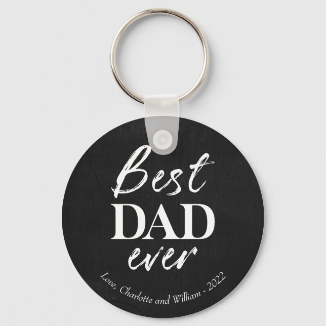 White Typography On Chalk Father's Day Keychain (Front)