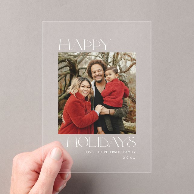 White Typography Photo Christmas Card Acrylic Invitations (Creator Uploaded)