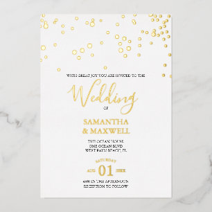 White Typography Wedding Foil Invitation