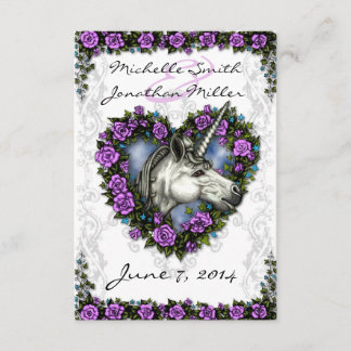 White Unicorn and Purple Rose Heart RSVP
