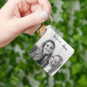 white unicorn best ever sister photo keychain