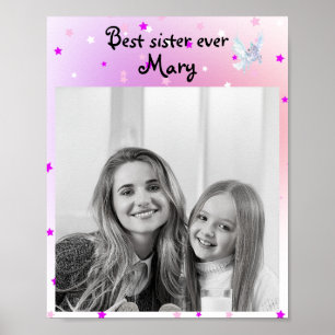 white unicorn best ever sister photo poster