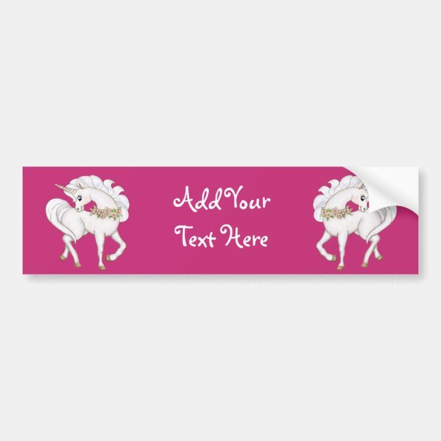 White Unicorn Bumper Sticker (Front)