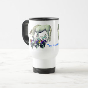 White Unicorn Butterflies Fantasy Personalized Travel Mug
