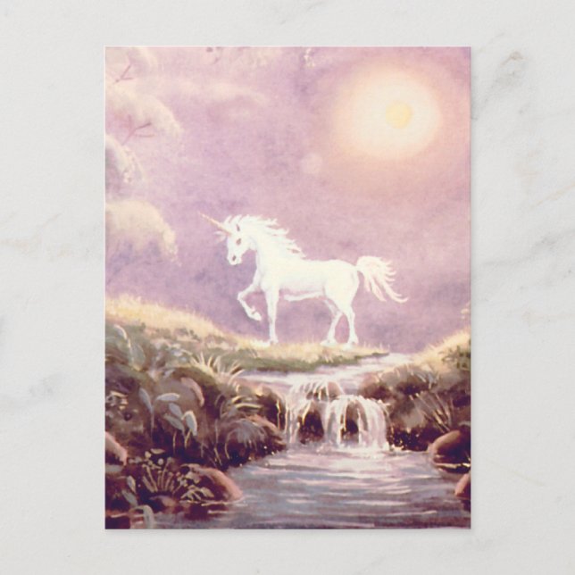 WHITE UNICORN by SHARON SHARPE Postcard (Front)