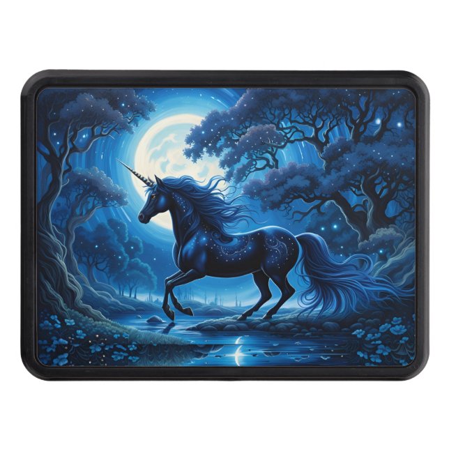 White Unicorn Fantasy Full Moon Trailer Hitch Cover (Front)