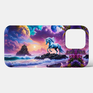 White Unicorn Fantasy Tropical Beach iPhone 13 Pro Case