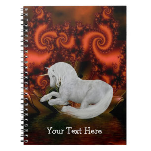 White Unicorn Fractals Personalized Notebook