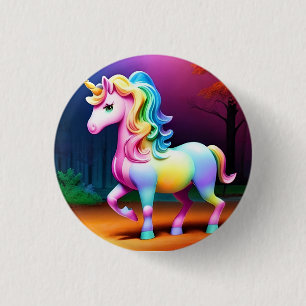 White Unicorn Horse-37474 1 Inch Round Button