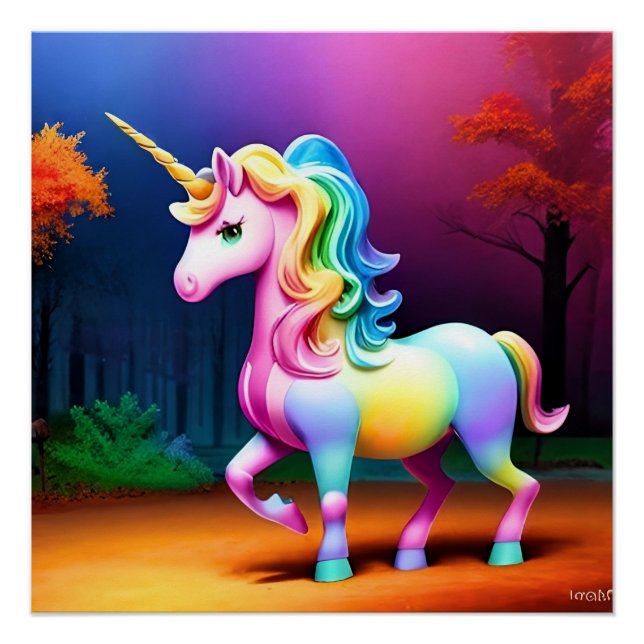 White Unicorn Horse-37474 Poster (Front)