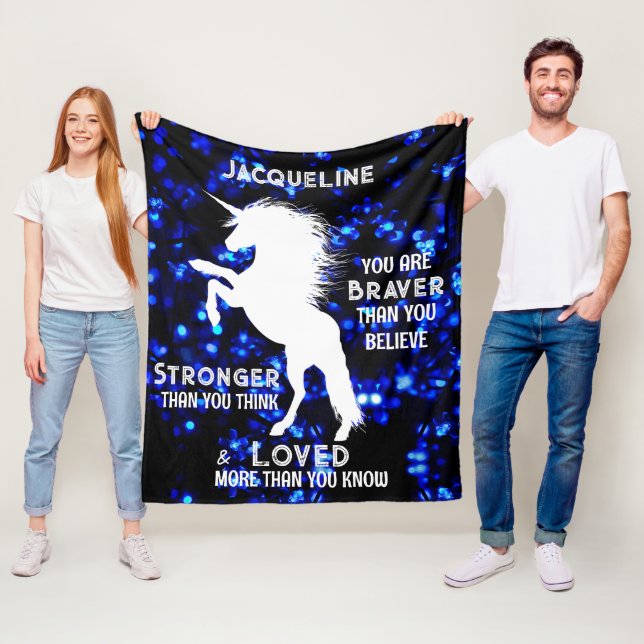 White Unicorn Inspiring Teen Girl Quote  Fleece Blanket (In Situ)
