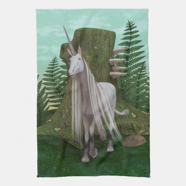 White Unicorn Kitchen Towel (Vertical)