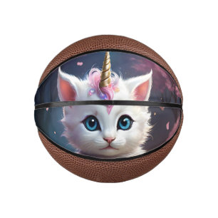 White Unicorn Kitten Acrylic Art, Mini Basketball