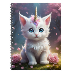 White Unicorn Kitten Acrylic Art, Notebook