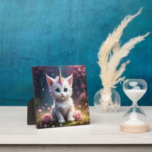 White Unicorn Kitten Acrylic Art, Plaque