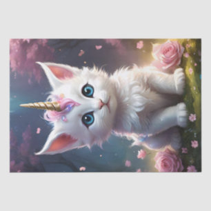 White Unicorn Kitten Acrylic Art, Tissue Paper